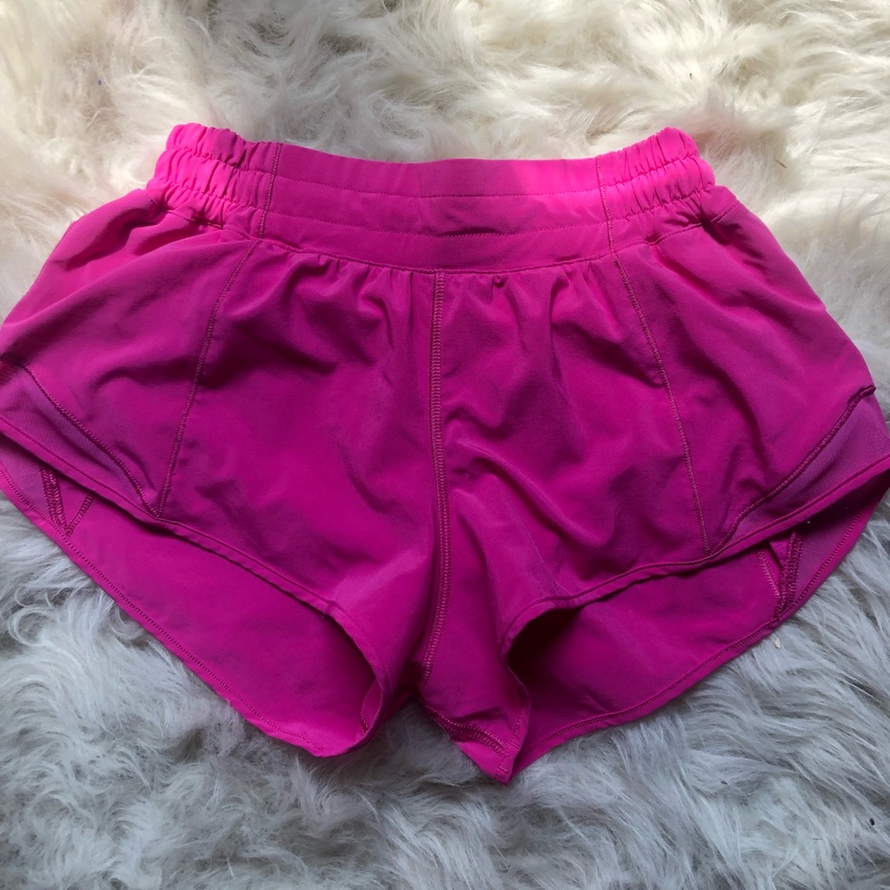 Pink lululemon hotty hot shorts